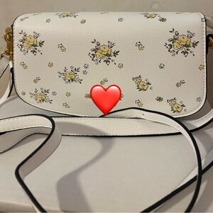 White Floral Crossbody Bag - Small Shoulder Purse